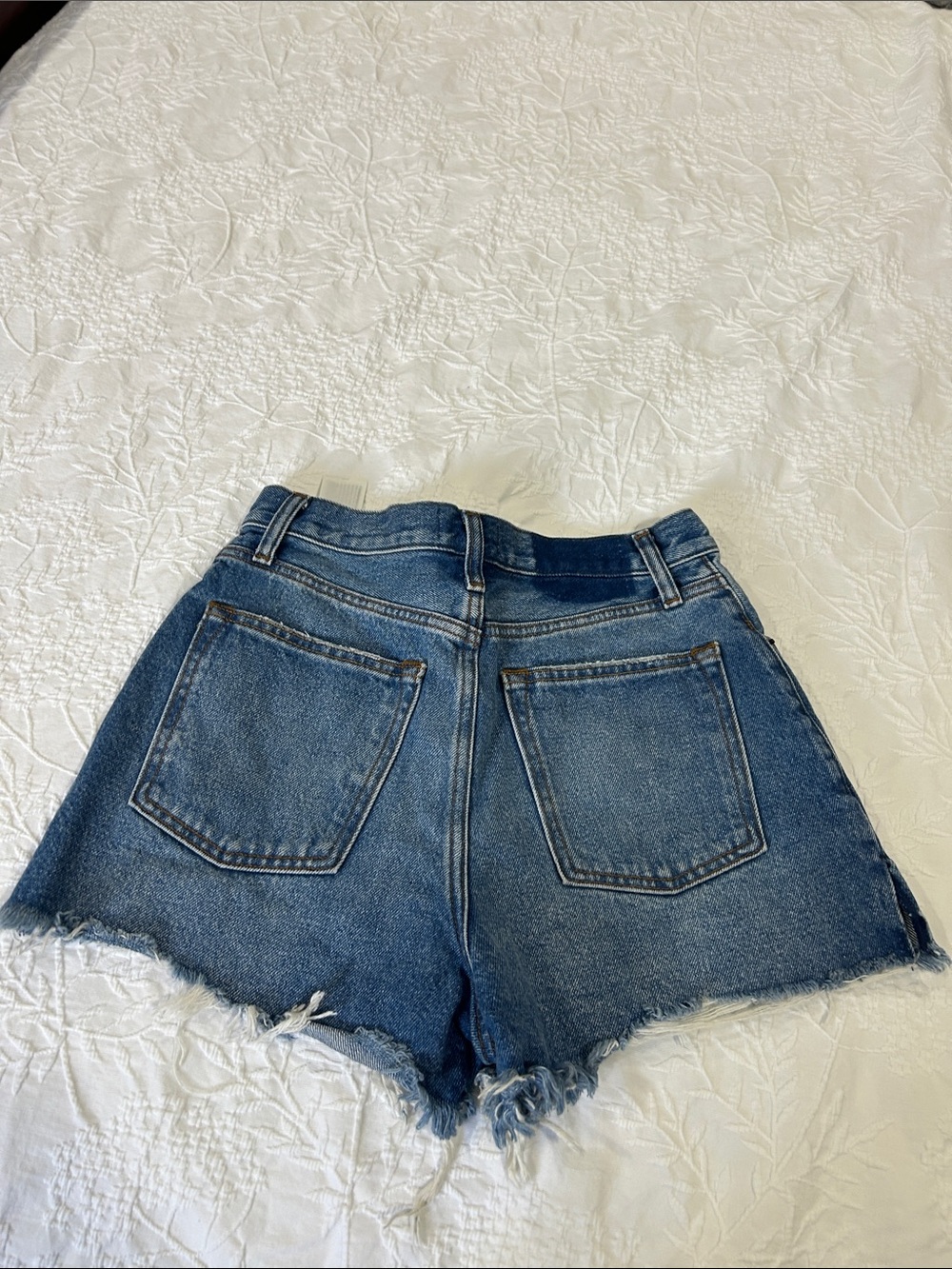 Abercrombie & Fitch Distressed Button-Fly Blue Denim Shorts - Picture 4 of 6